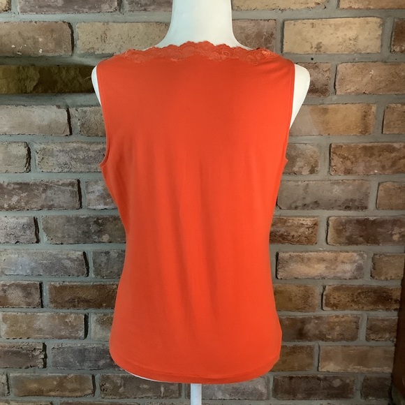 TALBOTS Orange Lace-Trim Tank Top 63 - Picture 3 of 8